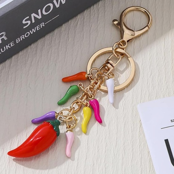 Bag charm purse charm Colorful Chili Pepper Keychain - Picture 2 of 2